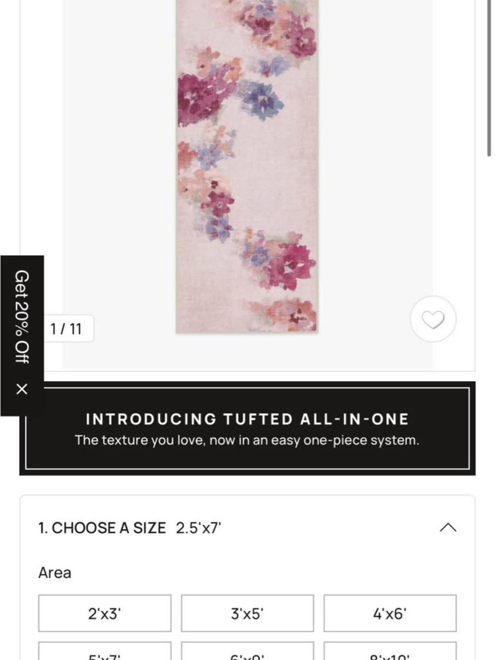 Tufted Floral Runner Rug - Pink